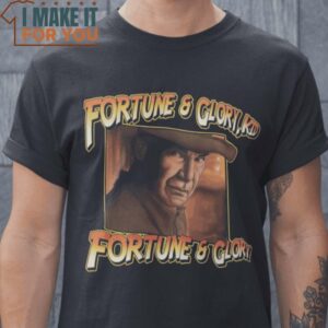 Fortune & Glory Indiana Jones T-Shirt, Vintage Halloween Graphic Tee Mens