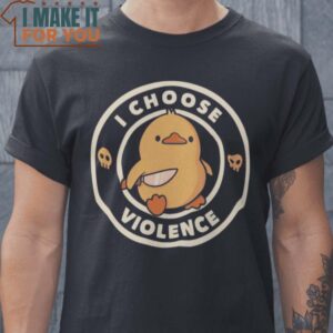 I Choose Violence Duck T-Shirt, Vintage Halloween Graphic Tee Mens
