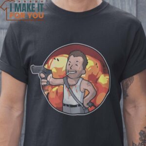 McClane Vault Boy Fallout Die Hard T-Shirt, Vintage Halloween Graphic Tee Mens