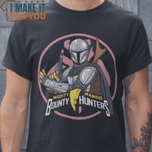 Mighty Mando Bounty Hunters The Mandalorian T-Shirt, Vintage Halloween Graphic Tee Mens