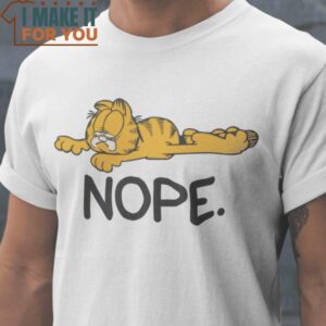 NOPE Garfield Cat T-Shirt, Vintage Halloween Graphic Tee Mens