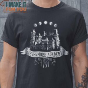 Nevermore Academy The Addams Family T-Shirt, Vintage Halloween Graphic Tee Mens