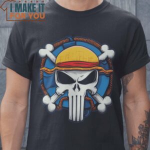 One Punisher One Piece Punisher T-Shirt, Vintage Halloween Graphic Tee Mens