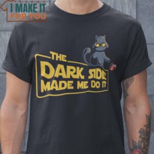 The Dark Side Made Me Do It Darth Vader Cat T-Shirt, Vintage Halloween Graphic Tee Mens