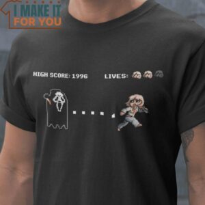 Ghostface Pac-Man Horror T-Shirt, Retro Halloween Shirt for Sale