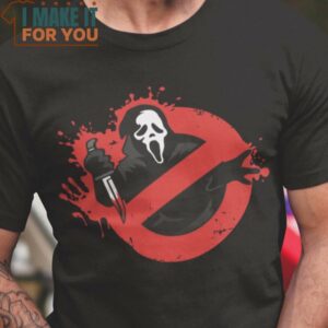 Scream-busters Ghostbusters Ghostface T-Shirt, Retro Halloween Shirt for Sale