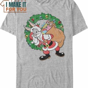 Bugs Bunny Santa Claus Looney Tunes T-Shirt, Vintage Looney Tunes tee for Adults