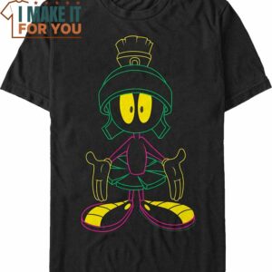 Neon Marvin The Martian Looney Tunes T-Shirt, Vintage Looney Tunes tee for Adults