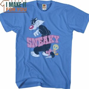 Sylvester and Tweety Sneaky Looney Tunes T-Shirt, Vintage Looney Tunes tee for Adults