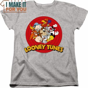 Womens Cast And Logo Looney Tunes Shirt, Vintage Looney Tunes tee for Adults