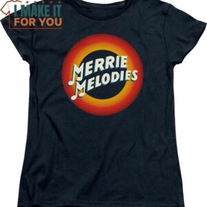 Womens Merry Melodies Logo Looney Tunes Shirt, Vintage Looney Tunes tee for Adults