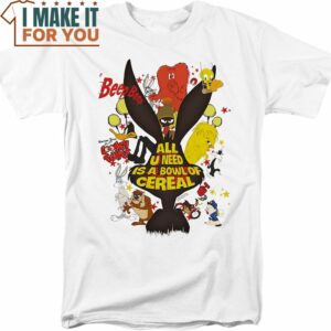 All U Need Is A Bowl Of Cereal Looney Tunes T-Shirt, Vintage Looney Tunes tee for Adults