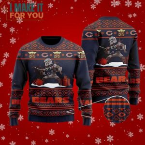 Chicago Bears Baby Yoda Boba Fett The Mandalorian Ugly Christmas Sweater Perfect Christmas Gift for a Chicago Bears Fan 2