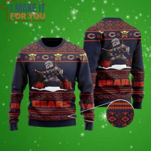 Chicago Bears Baby Yoda Boba Fett The Mandalorian Ugly Christmas Sweater Perfect Christmas Gift for a Chicago Bears Fan 4