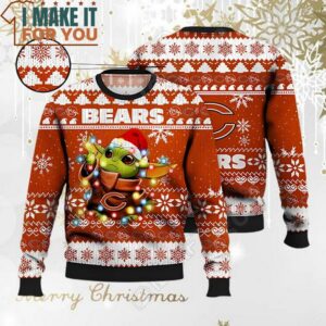 Chicago Bears Baby Yoda Star Wars NFL Ugly Christmas Sweater Perfect Christmas Gift for a Chicago Bears Fan 3