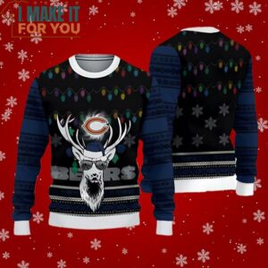 Chicago Bears Christmas Reindeer Black Ugly Christmas Sweater Perfect Christmas Gift for a Chicago Bears Fan 2