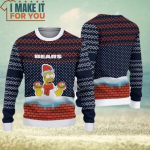 Chicago Bears Christmas Simpson Knitted Ugly Christmas Sweater Christmas Gifts for Chicago Bears Fans 2