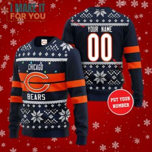 Chicago Bears Custom Name And Number Ugly Christmas Sweater Perfect Christmas Gift for a Chicago Bears Fan 2