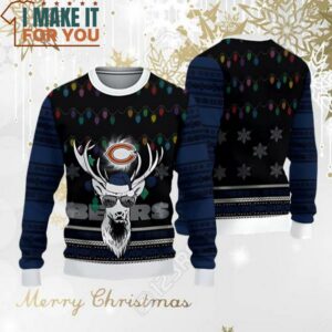 Chicago Bears Christmas Reindeer Black Ugly Christmas Sweater Perfect Christmas Gift for a Chicago Bears Fan 3