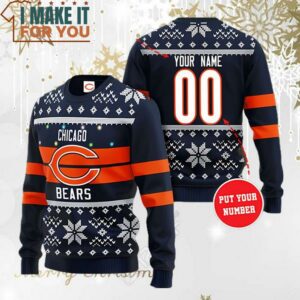 Chicago Bears Custom Name And Number Ugly Christmas Sweater Perfect Christmas Gift for a Chicago Bears Fan 3