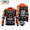 Chicago Bears Custome Name Football Field Ugly Christmas Sweater, Perfect Christmas Gift for a Chicago Bears Fan