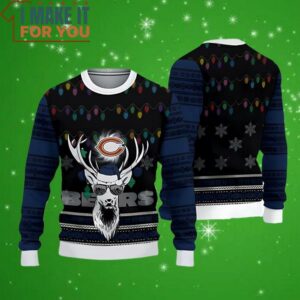 Chicago Bears Christmas Reindeer Black Ugly Christmas Sweater Perfect Christmas Gift for a Chicago Bears Fan 4
