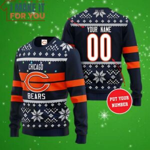 Chicago Bears Custom Name And Number Ugly Christmas Sweater Perfect Christmas Gift for a Chicago Bears Fan 4
