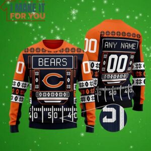 Chicago Bears Custome Name Football Field Ugly Christmas Sweater Perfect Christmas Gift for a Chicago Bears Fan 4