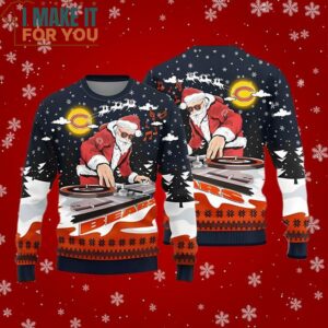 Chicago Bears Funny DJ Santa Ugly Christmas Sweater Perfect Christmas Gift for a Chicago Bears Fan 2