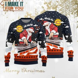 Chicago Bears Funny DJ Santa Ugly Christmas Sweater Perfect Christmas Gift for a Chicago Bears Fan 3