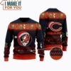 Chicago Bears Grateful Dead Santa Hat Ugly Christmas Sweater, Perfect Christmas Gift for a Chicago Bears Fan