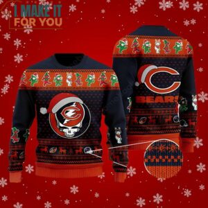 Chicago Bears Grateful Dead Santa Hat Ugly Christmas Sweater Perfect Christmas Gift for a Chicago Bears Fan 2
