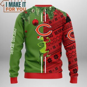 Chicago Bears Grinch and Max Dog Christmas Ugly Sweater Best Christmas Gift for Chicago Bears Fans 2