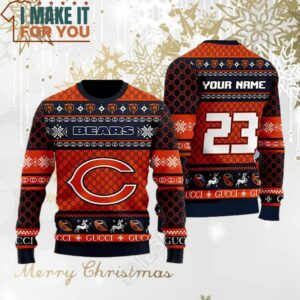 Chicago Bears Gucci Ugly Christmas Sweater Perfect Christmas Gift for a Chicago Bears Fan 3