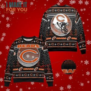 Chicago Bears Helmet Black Ugly Christmas Sweater Perfect Christmas Gift for a Chicago Bears Fan 2