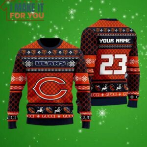 Chicago Bears Gucci Ugly Christmas Sweater Perfect Christmas Gift for a Chicago Bears Fan 4
