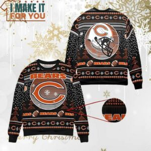 Chicago Bears Helmet Black Ugly Christmas Sweater Perfect Christmas Gift for a Chicago Bears Fan 3