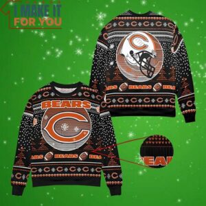 Chicago Bears Helmet Black Ugly Christmas Sweater Perfect Christmas Gift for a Chicago Bears Fan 4