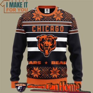 Chicago Bears Logo Ugly Sweater Gift for NFL Fan, Best Christmas Gift for Chicago Bears Fans