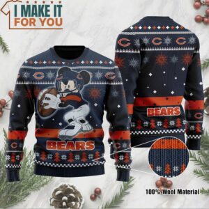 Chicago Bears Mickey Mouse Play Football Funny Ugly Christmas Sweater, Christmas Gifts for Chicago Bears Fans