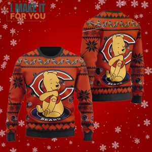 Chicago Bears NFL Cute Winnie The Pooh Ugly Christmas Sweater Perfect Christmas Gift for a Chicago Bears Fan 2