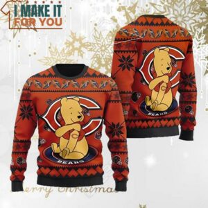 Chicago Bears NFL Cute Winnie The Pooh Ugly Christmas Sweater Perfect Christmas Gift for a Chicago Bears Fan 3
