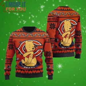 Chicago Bears NFL Cute Winnie The Pooh Ugly Christmas Sweater Perfect Christmas Gift for a Chicago Bears Fan 4