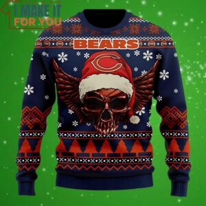 Chicago Bears NFL Golden Skull Santa Hat Christmas Ugly Sweater Perfect Christmas Gift for a Chicago Bears Fan 4