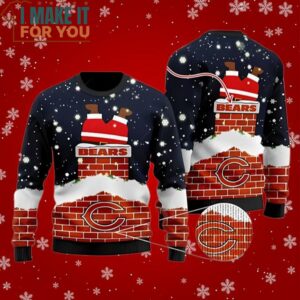 Chicago Bears Santa Claus Custom Name Ugly Christmas Sweater Perfect Christmas Gift for a Chicago Bears Fan 2