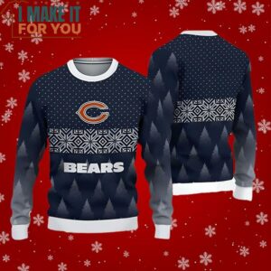 Chicago Bears Tree and Snow Ugly Christmas Xmas Sweater Perfect Christmas Gift for a Chicago Bears Fan 2