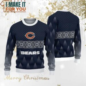 Chicago Bears Tree and Snow Ugly Christmas Xmas Sweater Perfect Christmas Gift for a Chicago Bears Fan 3