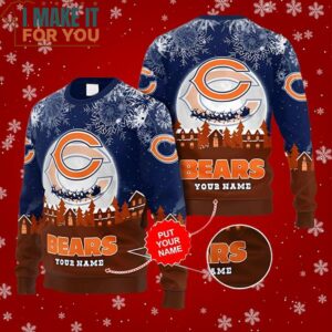 Chicago Bears Ugly Sweater Xmas Night Personalized 3D Ugly Christmas Sweater Perfect Christmas Gift for a Chicago Bears Fan 2