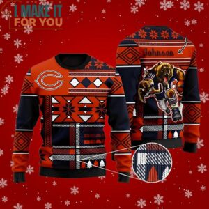 Chicago Bears Vintage Custom Name 3D Ugly Christmas Sweater Perfect Christmas Gift for a Chicago Bears Fan 2