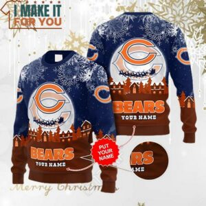 Chicago Bears Ugly Sweater Xmas Night Personalized 3D Ugly Christmas Sweater Perfect Christmas Gift for a Chicago Bears Fan 3